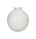 Florero Bolle blanco de cerámica con forma redonda, de 21 cm de diámetro y 22 cm de altura.
