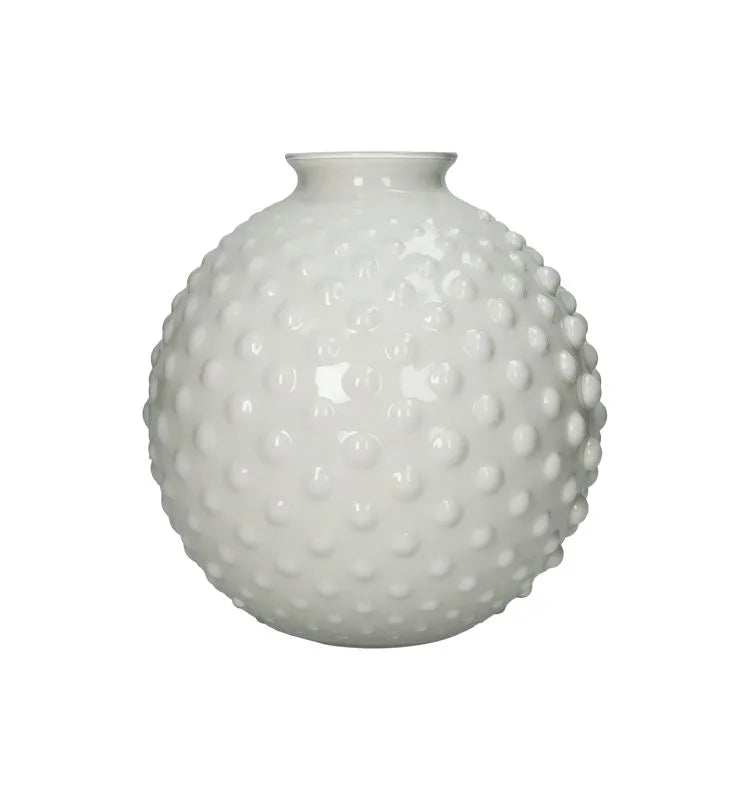 Jarrón de cerámica color crema con forma esférica y diámetro de 21 cm, modelo Bolle.