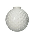 Jarrón 'Bolle' de cerámica en color crema, con un diámetro de 26 cm, presentado sobre un fondo neutro.