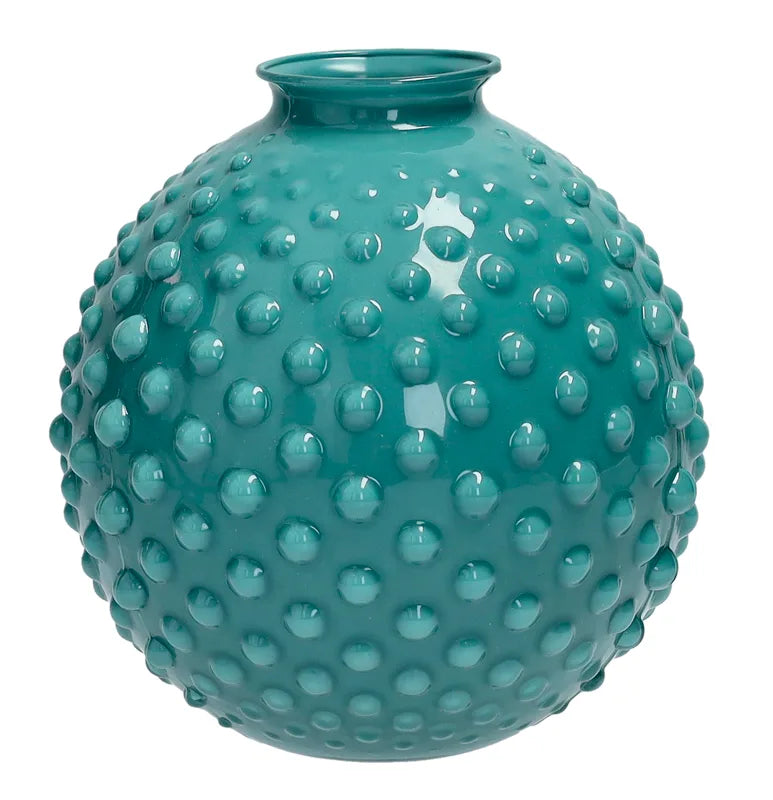 Florero Bolle Eucalipto de cerámica, diámetro 16 cm y altura 17 cm, con un diseño moderno y orgánico.