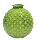 Florero Bolle verde con dimensiones D16 x 17H cm, presentado como jarrón decorativo.