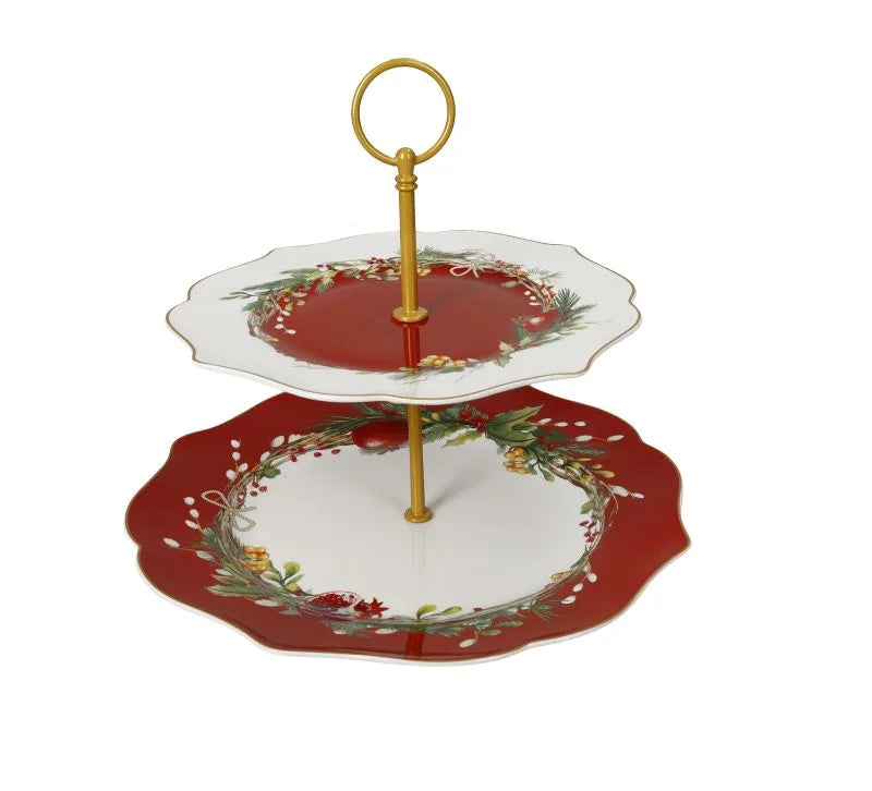Fuente de 2 pisos Carol de Brandani en color blanco, con diseño elegante y estructura de dos niveles.