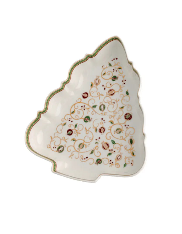 Fuente decorativa Brandani "Tempo Di Festa" de 26 cm, con un diseño de árbol festivo.
