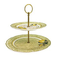 Fuente de 2 pisos Limoni Brandani en porcelana New Bone China, vista frontal.