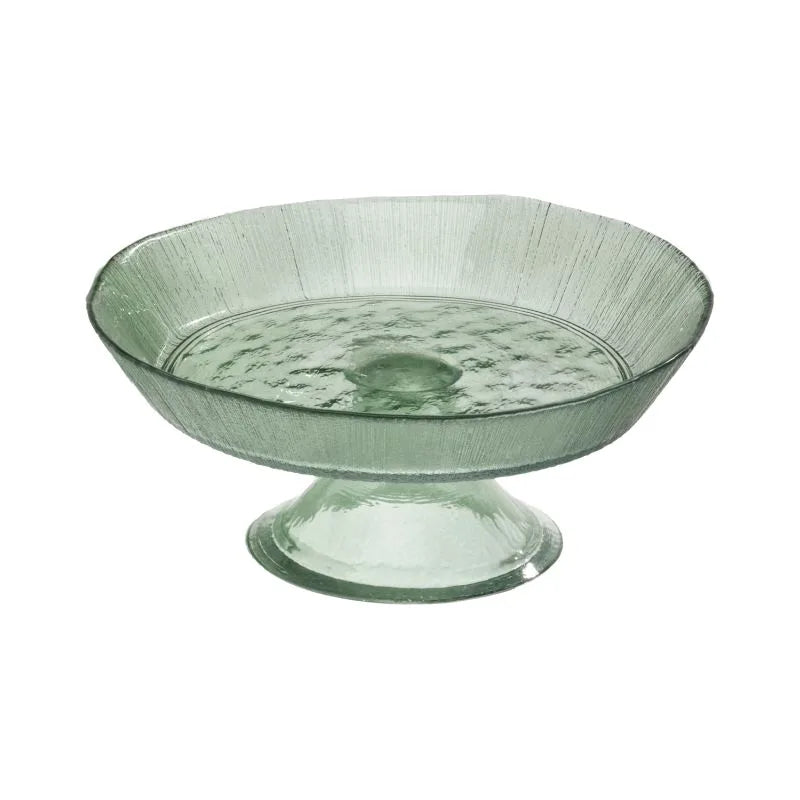 Fuente con pie Ekol de cerámica verde de 20 cm de diámetro.