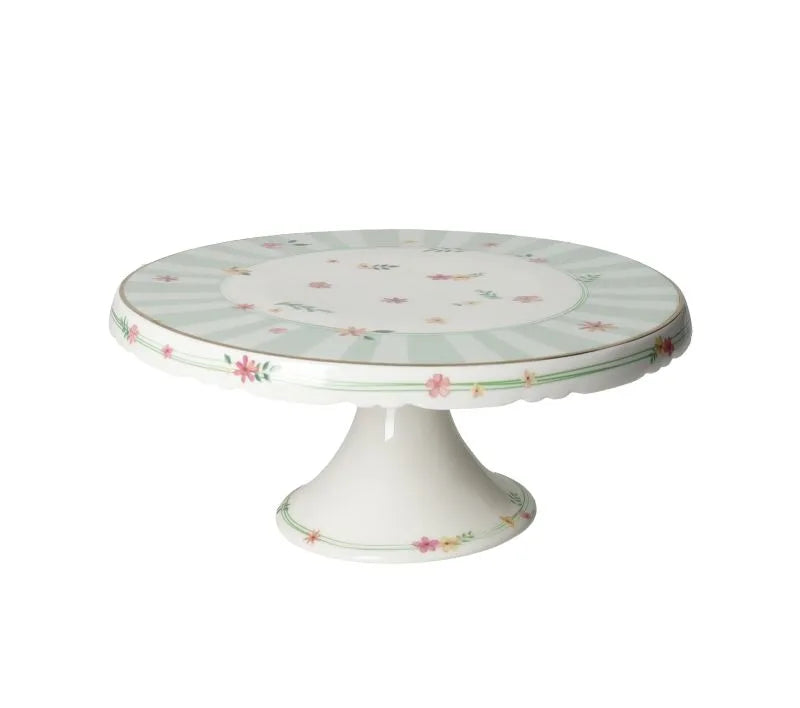 Fuente con pie de cerámica verde, colección Polline, Brandani.