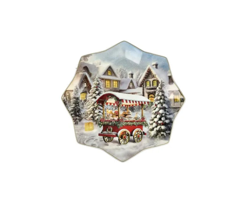 Fuente "Borgo Goloso" de Brandani con forma de estrella, cerámica, 27x27 cm, sobre fondo blanco.