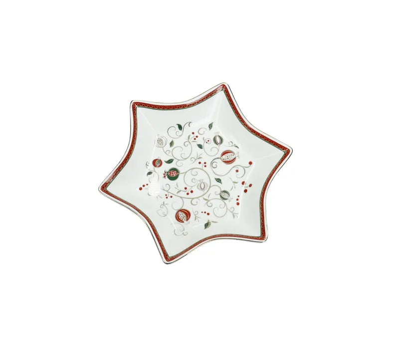 Fuente estrella 'Tempo di Festa' de Brandani, con dimensiones de 20.5 x 20.5 cm, ideal para la decoración de mesa navideña.