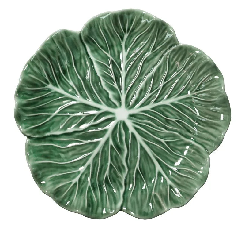 Fuente Brandani en forma de hoja, color verde, diámetro 26 cm.