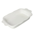 Fuente de horno redonda Fiocco de 29,5 cm en porcelana blanca.