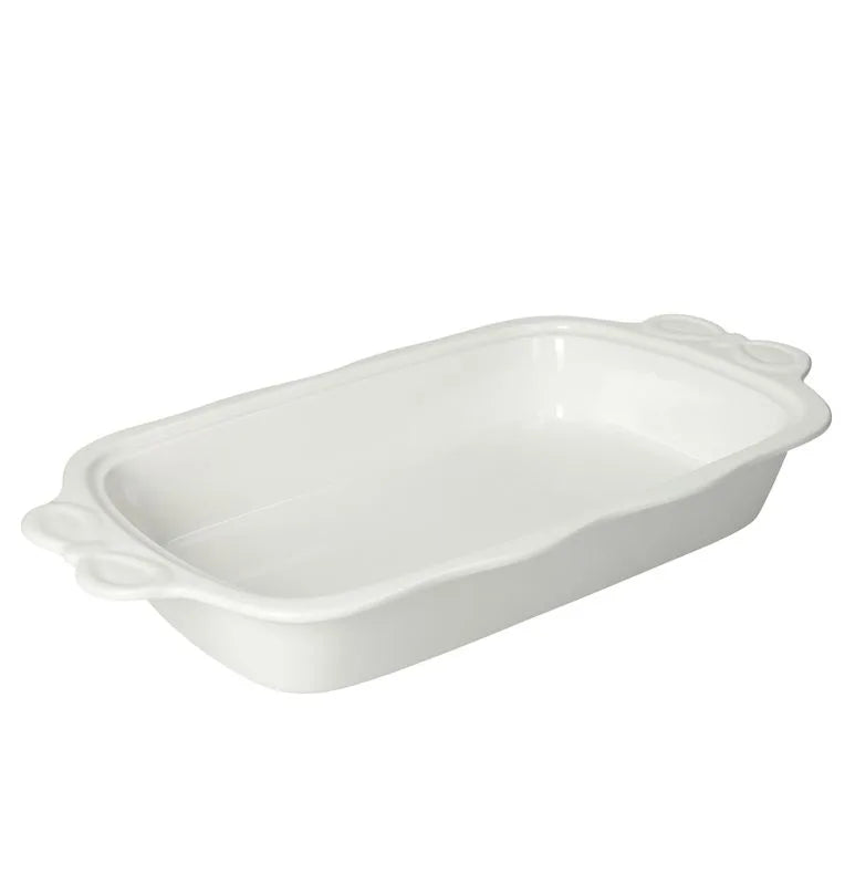 Fuente de horno Fiocco de 37,5 cm en porcelana blanca.