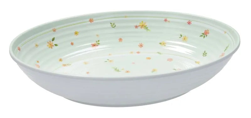 Fuente ovalada verde de melamina, colección Polline, de 33 cm.