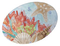Fuente ovalada de melamina azul de 35,5 cm de la colección Oceano, con un diseño inspirado en el mar.