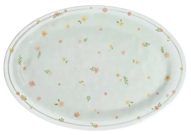 Fuente ovalada de melamina verde, colección Polline, de 35,5 cm de Brandani Gift Group.