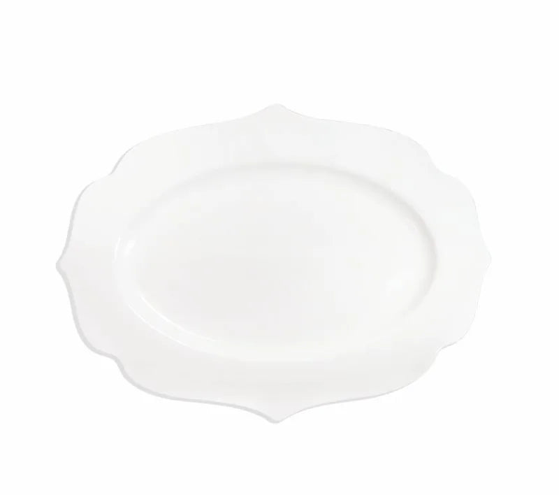 Fuente ovalada Queen de 35 cm fabricada en porcelana New Bone China blanca.