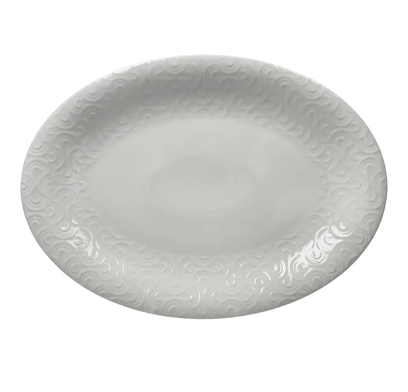 Fuente ovalada de cerámica de 36 x 26 cm de la colección Dedalo, Brandani Gift Group.
