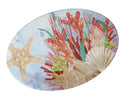 Fuente ovalada de 50 cm en melamina, colección Oceano, con un diseño que evoca el mar Mediterráneo.