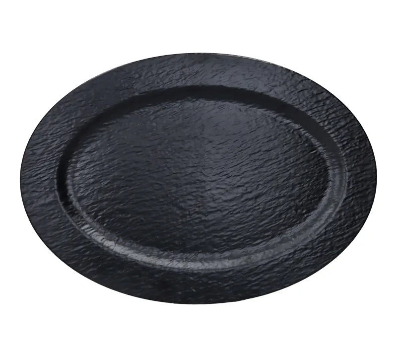 Fuente ovalada de melamina negra, colección Black Eclipse, de 50x35 cm.