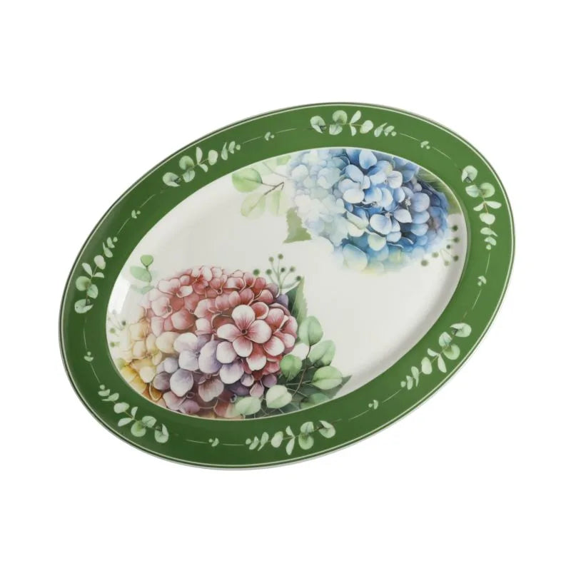 Fuente ovalada Flora de Brandani Gift Group en porcelana New Bone China.