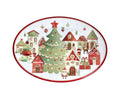 Fuente ovalada de melamina con diseño navideño Villaggio In Festa, tamaño 50x35,5 cm.