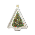 Fuente pequeña navideña de cerámica con diseño de árbol y estrella, colección Christmas de Brandani Gift Group.