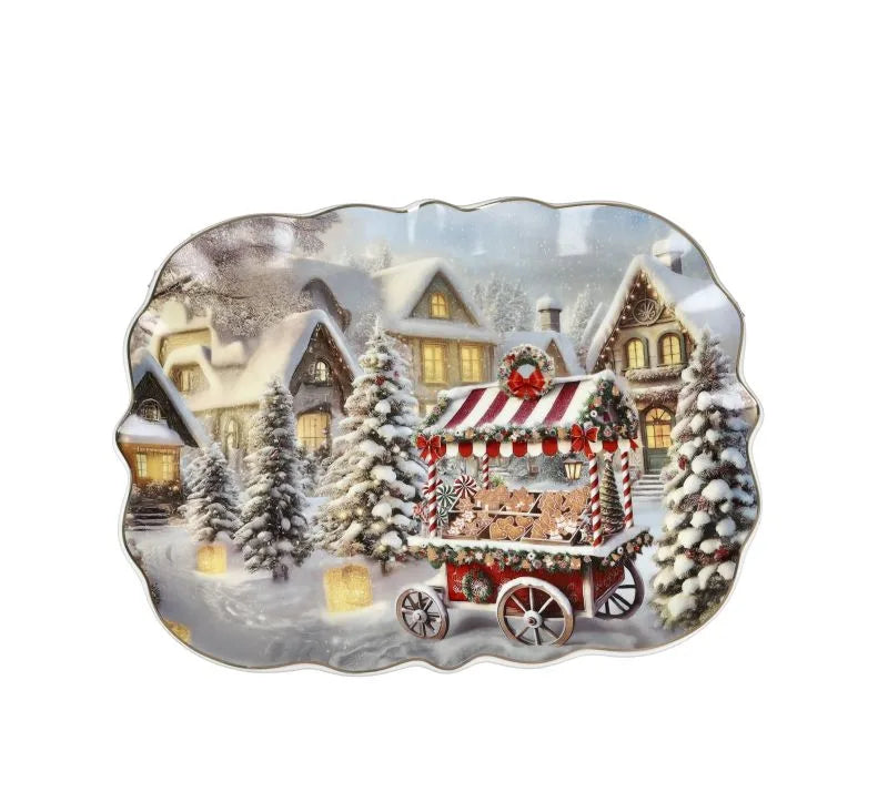 Fuente rectangular Borgo Goloso de Brandani Gift Group, con detalles decorativos y dimensiones 33 x 24,5 cm.