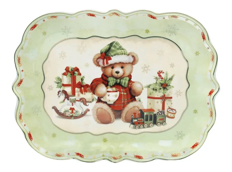 Fuente rectangular Coccole de Brandani en cerámica, con dimensiones de 33 x 24,5 cm.