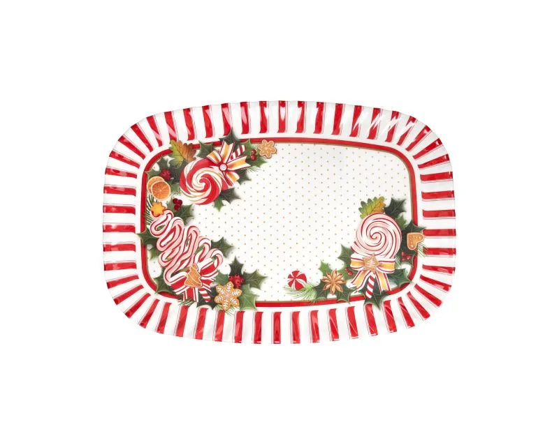 Fuente rectangular Le Chicche en melamina, dimensiones 50 x 38 cm.