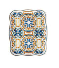 Fuente rectangular de porcelana blanca con diseño rosetón Medicea, 19 cm.
