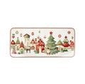 Fuente rectangular "Villaggio In Festa" de Brandani, con diseño festivo y dimensiones de 40 x 18 cm.