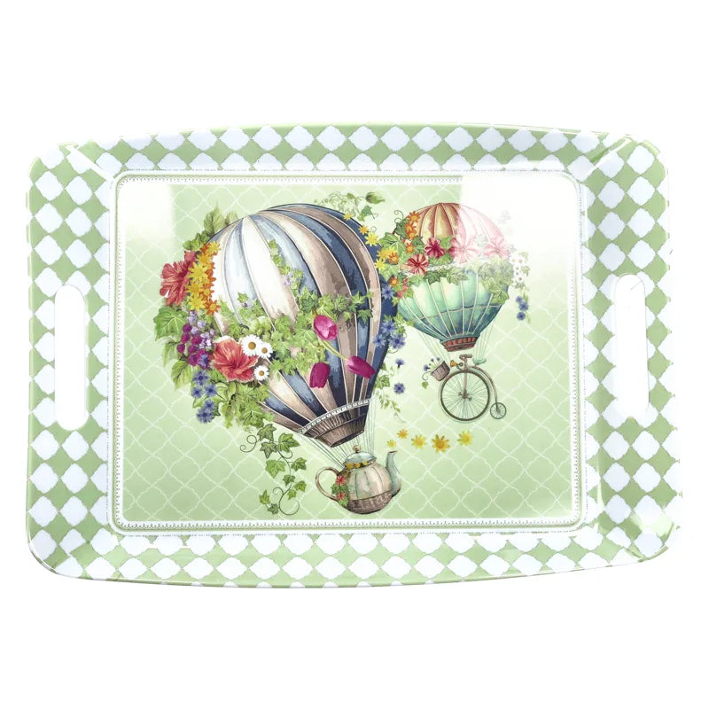 Fuente rectangular de melamina, colección Wonderland, con un diseño estampado, mide 35x25 cm.