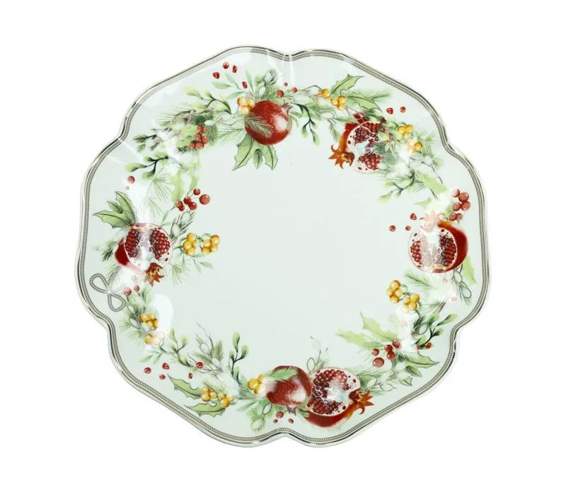 Fuente redonda de cerámica Brandani de 30 cm, ideal como bandeja decorativa.