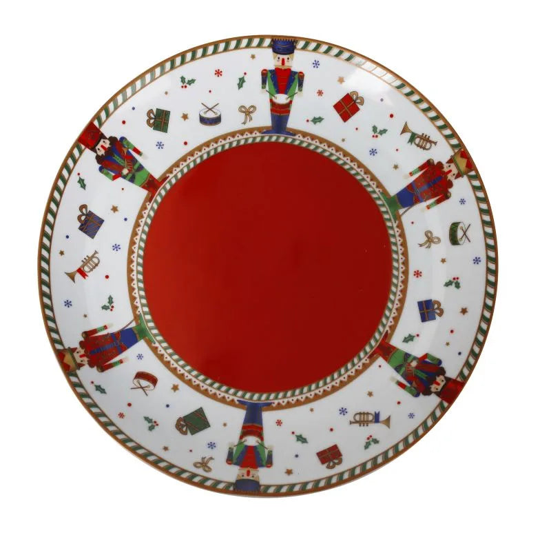 Fuente para tarta de 30 cm de porcelana roja, colección Lo Schiaccianoci de Brandani Gift Group.