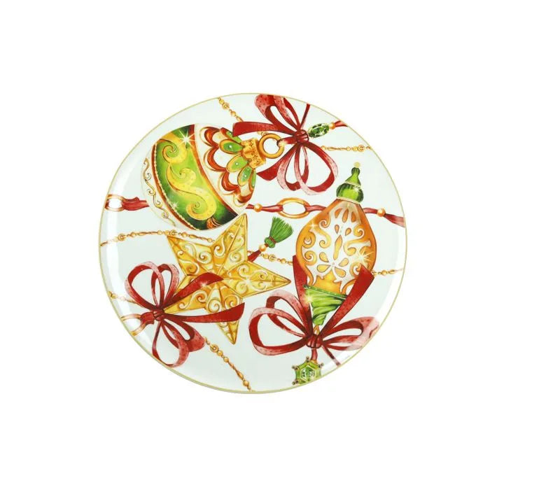Fuente para tarta "Gioco di Luce" de 30 cm, con diseño festivo y elegante.