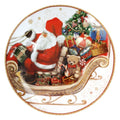 Fuente de tarta honda de cerámica blanca con diseño navideño de la colección Christmas de Brandani.