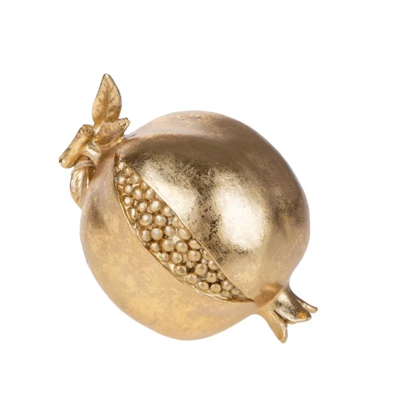 Adorno navideño con forma de granada, acabado dorado y 18 cm de altura.