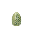 Huevo de Pascua decorativo de color verde intenso, con base y forma ovalada.