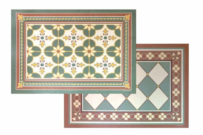 Set de 2 individuales de mesa "Le Cementine" con diseño inspirado en azulejos de cemento, sobre fondo blanco.