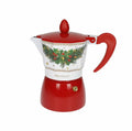 Cafetera de 3 tazas con diseño navideño de la colección Christmas de Brandani, sobre fondo blanco.