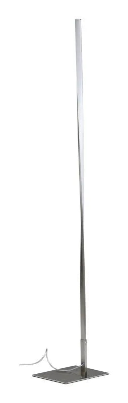 Lámpara de pie LED con diseño en espiral, fabricada en aluminio plateado.