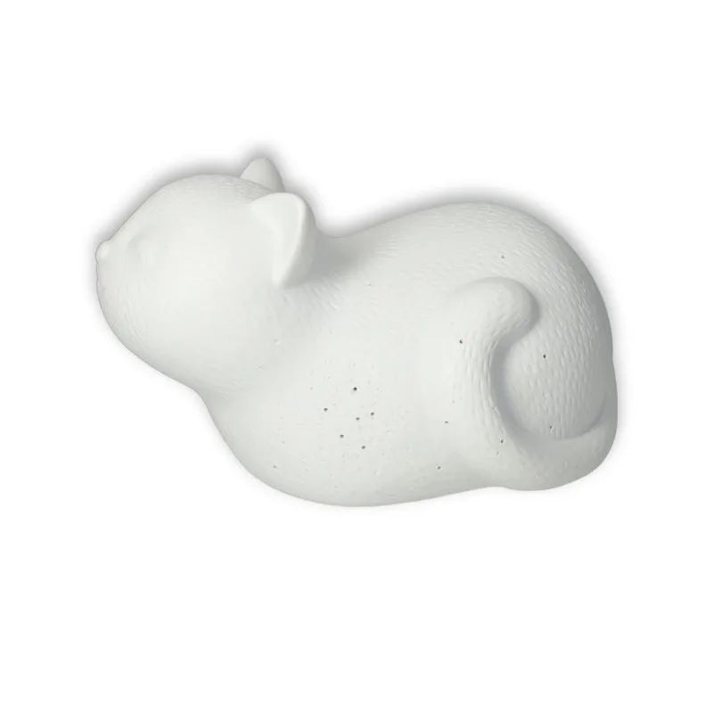 Lámpara de porcelana con forma de gato, con enchufe, estilo decorativo italiano.