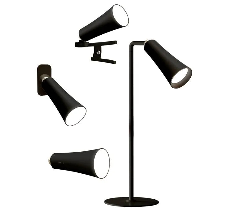 Lámpara LED negra 4 en 1 de Brandani Gift Group, vista frontal.