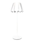 Lámpara de mesa LED táctil Ondina en color blanco, con base cuadrada y cuerpo alto y estilizado, sobre fondo blanco.