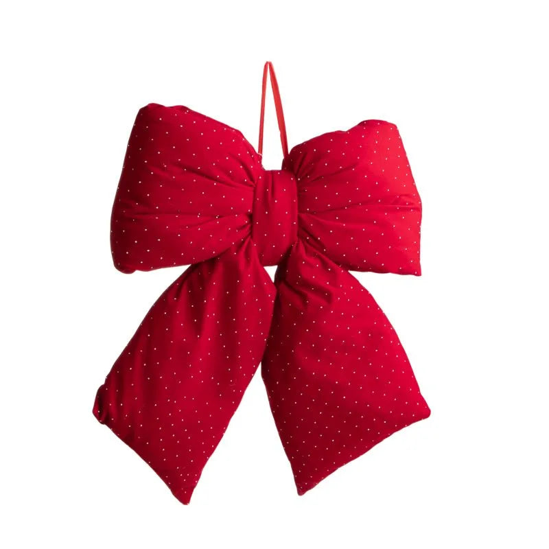 Lazo rojo de terciopelo de 40 x 48 cm, ideal para decoración navideña.