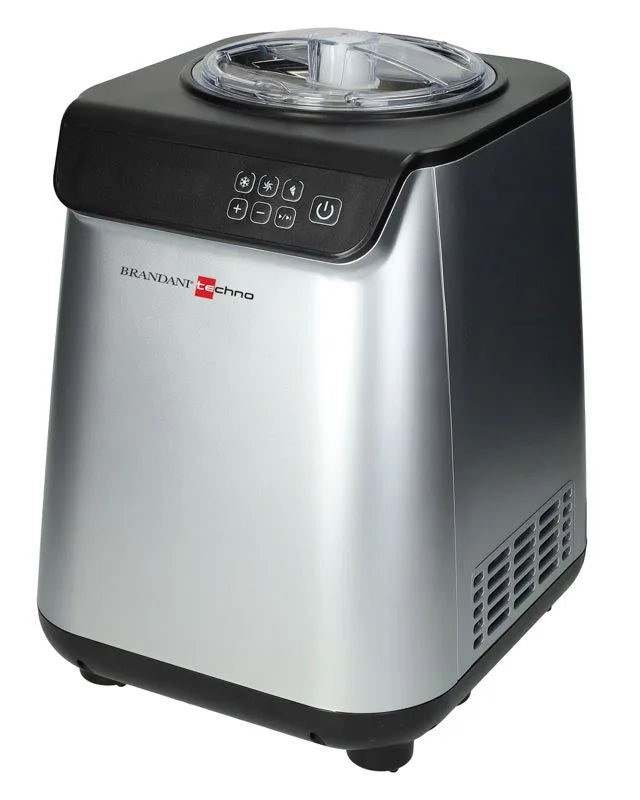 Máquina de helados eléctrica con capacidad de 1,2 litros y display LCD en color blanco.