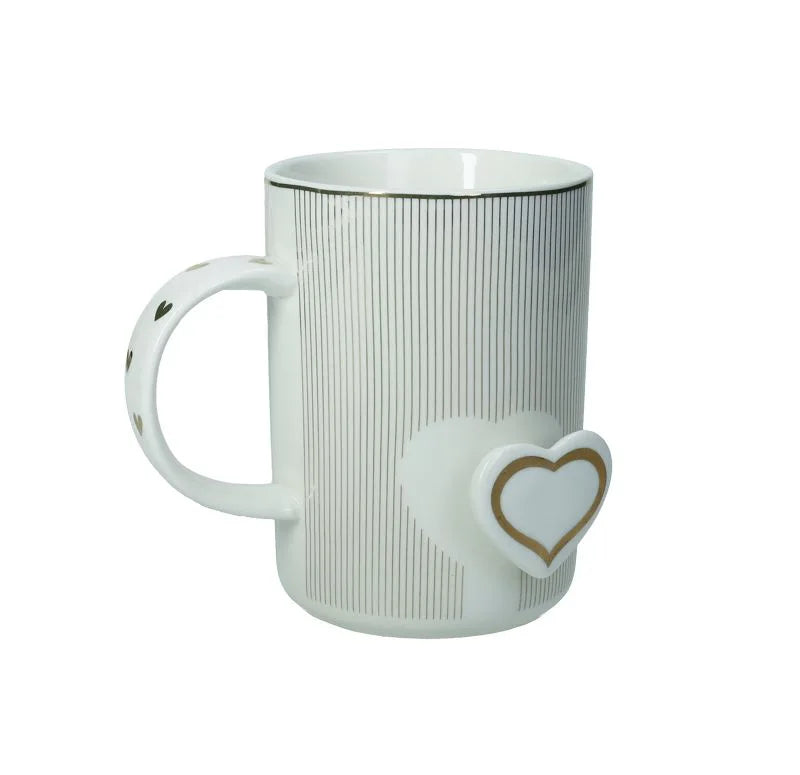 Taza "Amore Mio Righe" de cerámica con rayas, diseño italiano de Brandani.