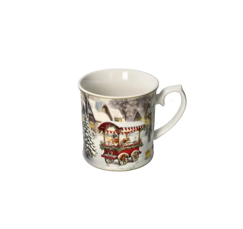 Taza de cerámica Borgo Goloso con diseño italiano en color blanco y detalles rojos.