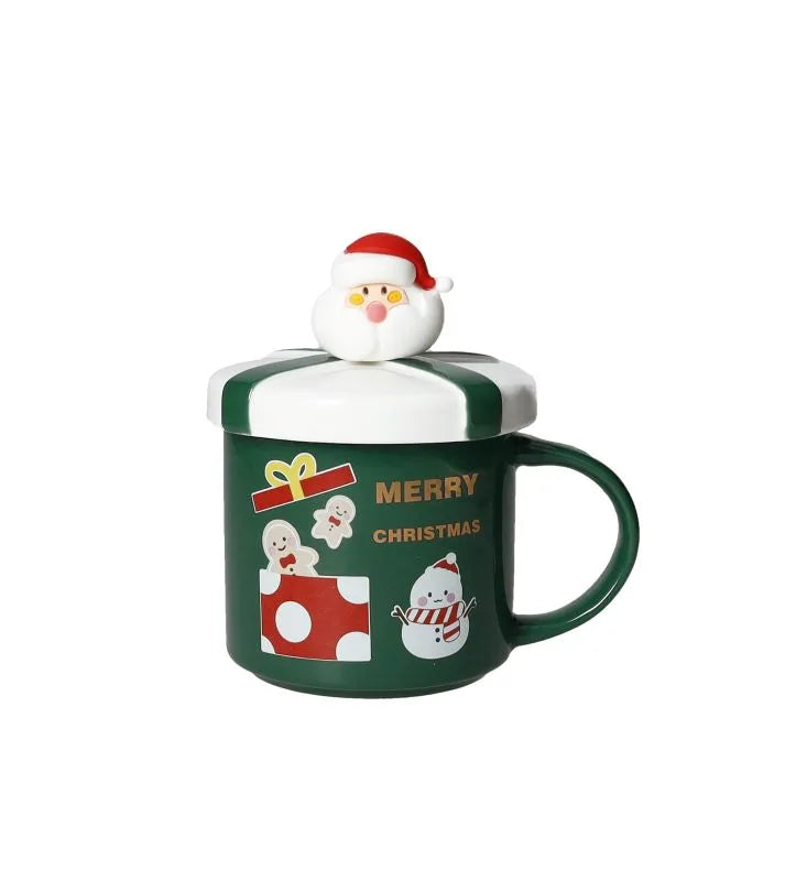 Taza verde Sotto L'Albero con tapa y cuchara, detalle del diseño italiano.