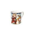 Taza "Cuccioli" de Brandani, blanca con diseño de un carrusel y una niña, modelo bimba giostra.