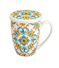 Taza Medicis Corazón de porcelana New Bone China con colador de acero inoxidable.